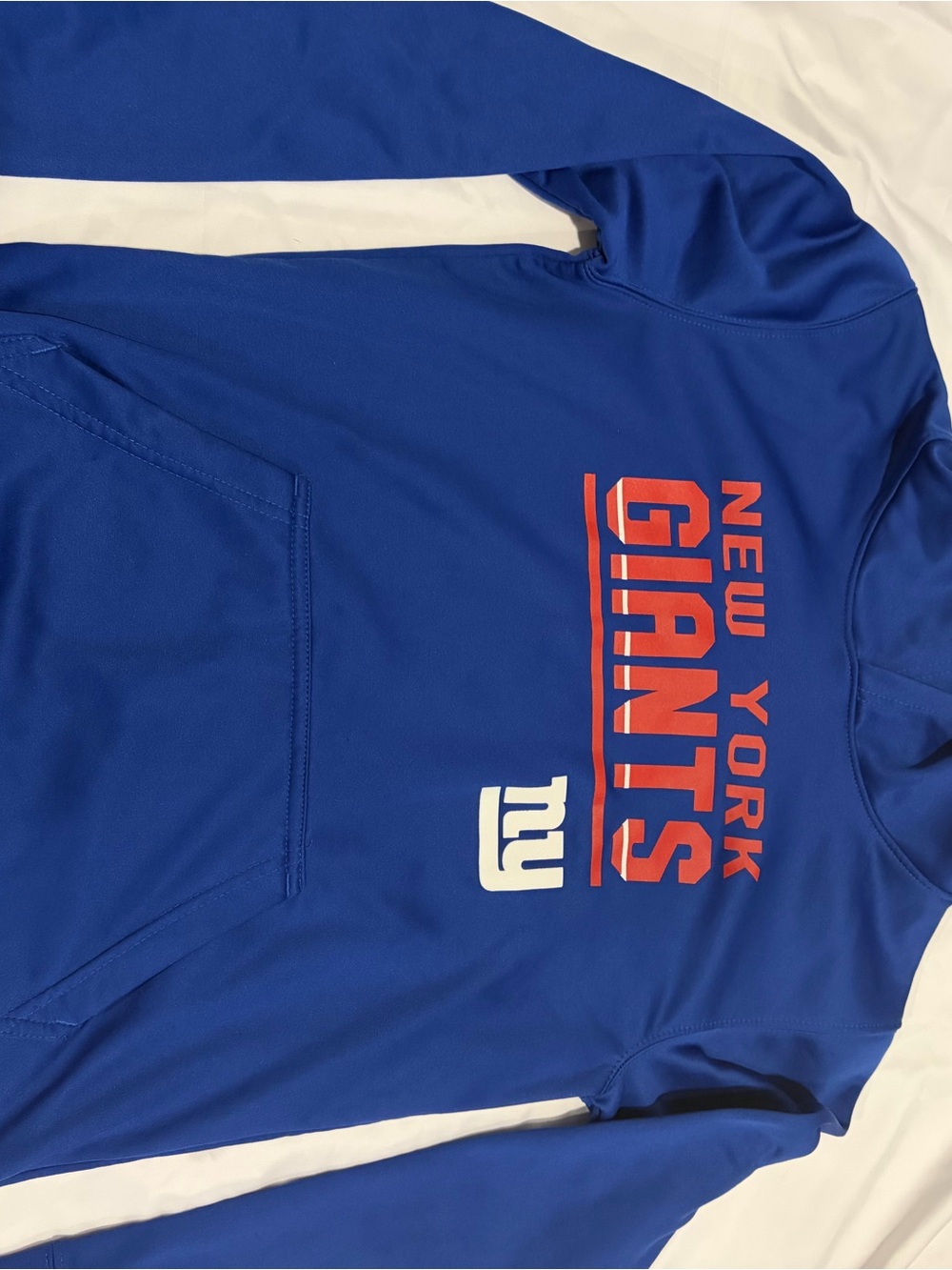 Team Apparel Blue New York Giants Pullover Hoodie with Red Logo